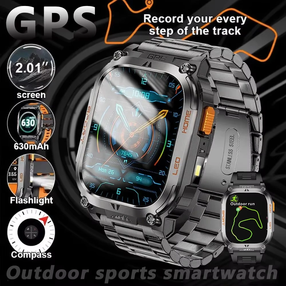 

Смарт-часы с GPS на открытом воздухе, 2025 г., IP68, водонепроницаемые, GNSS, компас, военный спортивный светодиодный фонарик, умные часы для мужчин, новинка 2025 года для Android IOS