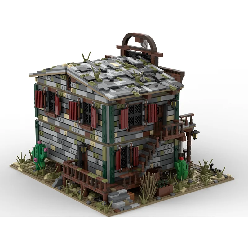 ตัวต่อโมเดลอาคารสองชั้นสไตล์ตะวันตก ชุดตัวต่อเทคโนโลยีแบบแยกส่วน ของขวัญคริสต์มาส ของเล่นประกอบเอง