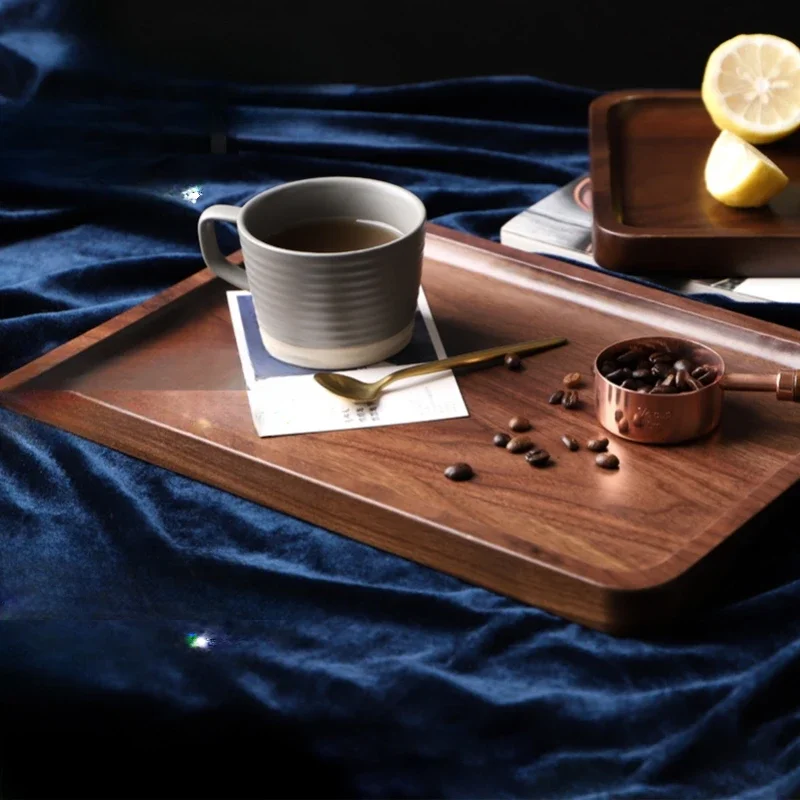 

Japanese Style Wooden Tray North American Black Walnut Snack Plate Exquisite Wooden Coffee Serving Tray Rectangular Wooden Dish