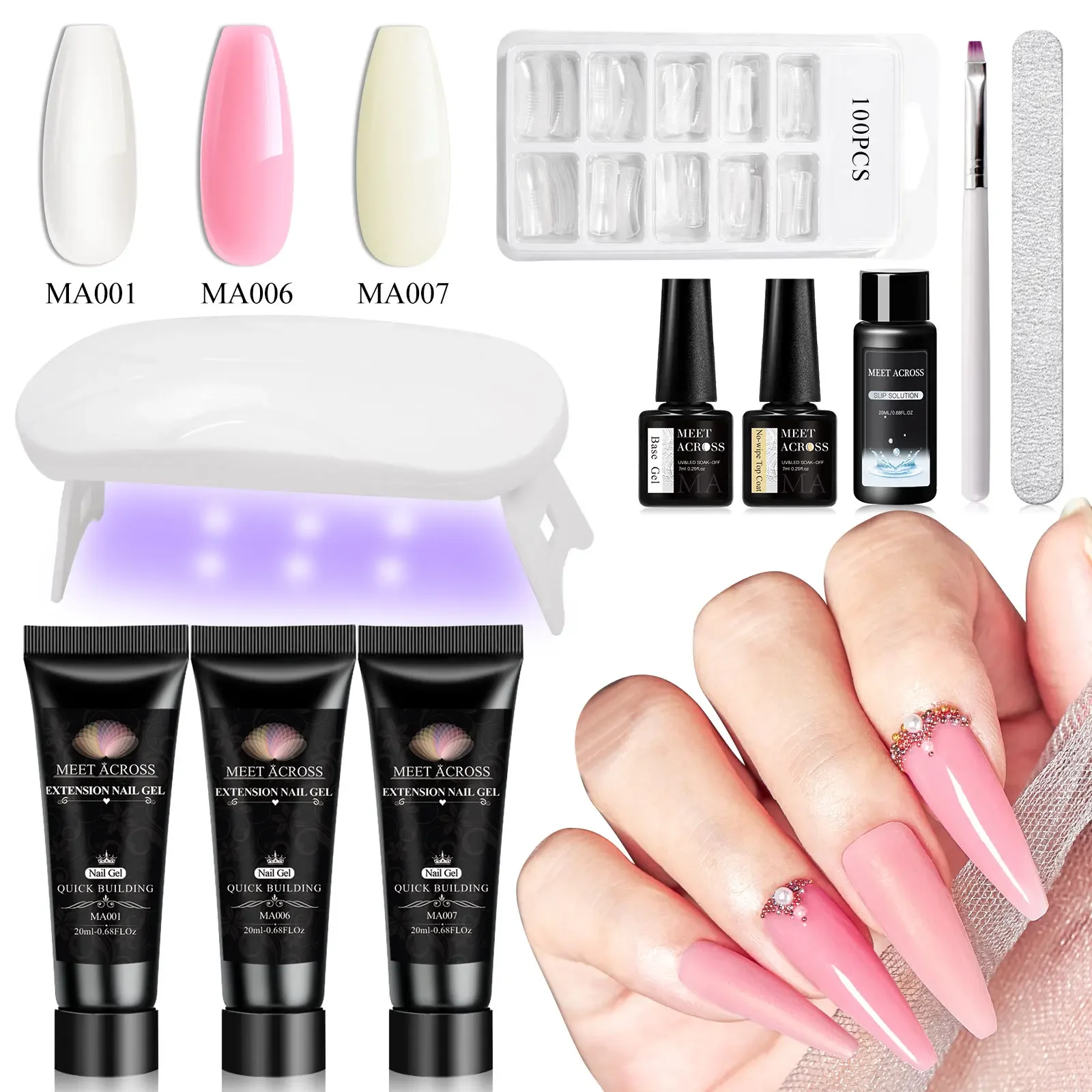 

Набор гель-лаков для быстрого наращивания, набор для наращивания геля для замачивания, набор акриловых гелевых лаков для дизайна ногтей для начинающих, полуперманентный гель