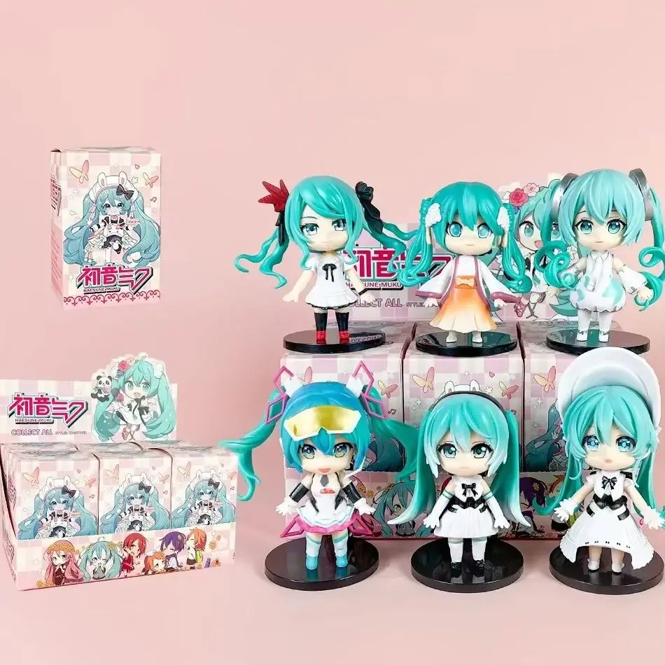 Caja Ciega Hatsune Miku Qu Yunshang Série Figurine d'Anime Mignonne Poupée Élément Carré PVC Modèle Figurine