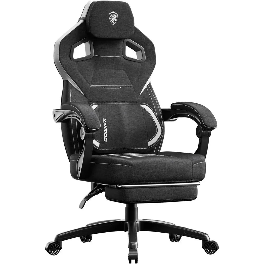 Ergonomic Fabric Gaming Chair with Footrest for Big and Tall, Wide-Back Design for Comfort