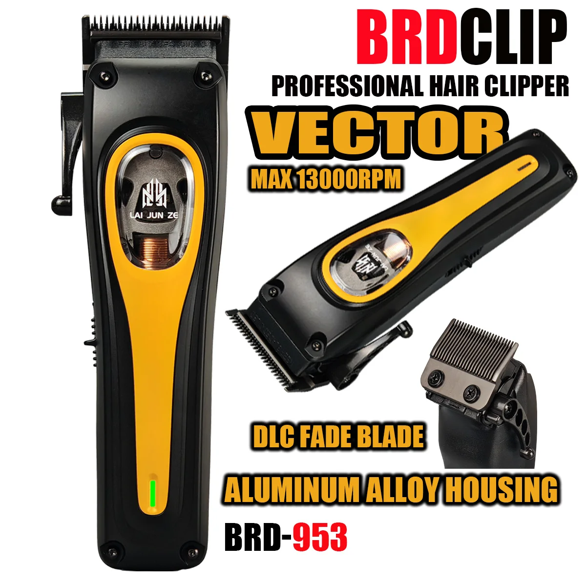 BRDCLIP 953 Magnetic Vector Motor Max 13000RPM Professional Men's Hair Clipper Barber Cutting Machine Trimmer Salon Use