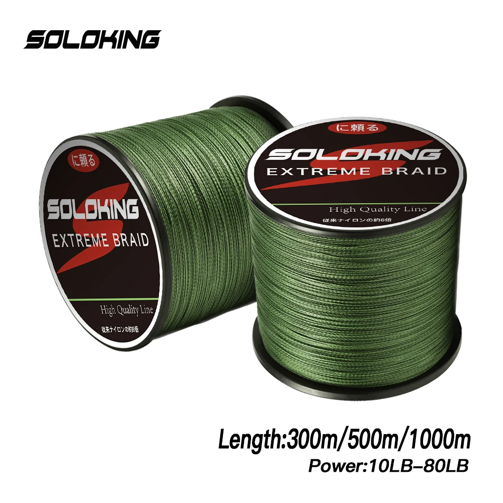 SOLOKING Plecionka Wędkarska 300m/500m/1000M 4-żyłowa Super Mocna Multifilamentowa Żyłka Pstrągowa 10LB-80LB