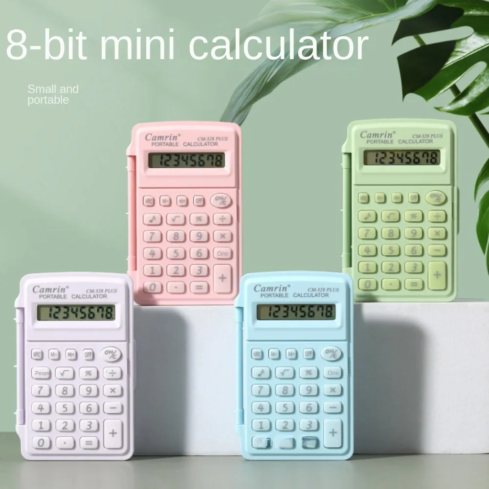 8 Digits Mini Flip Calculator Lightweight Smart Stay Mini Scientific Calculator Portable Candy Color Learning Tools