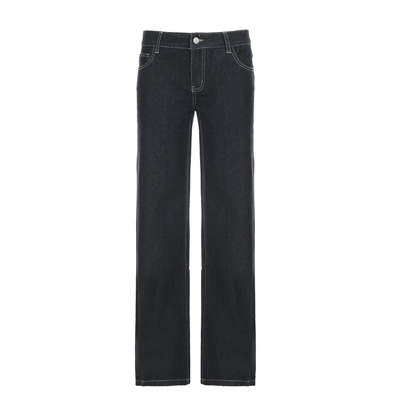 Damskie jeansy rozszerzane Slim Fit Y2K Vintage Low Rise Stretch Denim Pants z haftem w stylu Distressed na codzienne stylizacje — zdjęcie 2