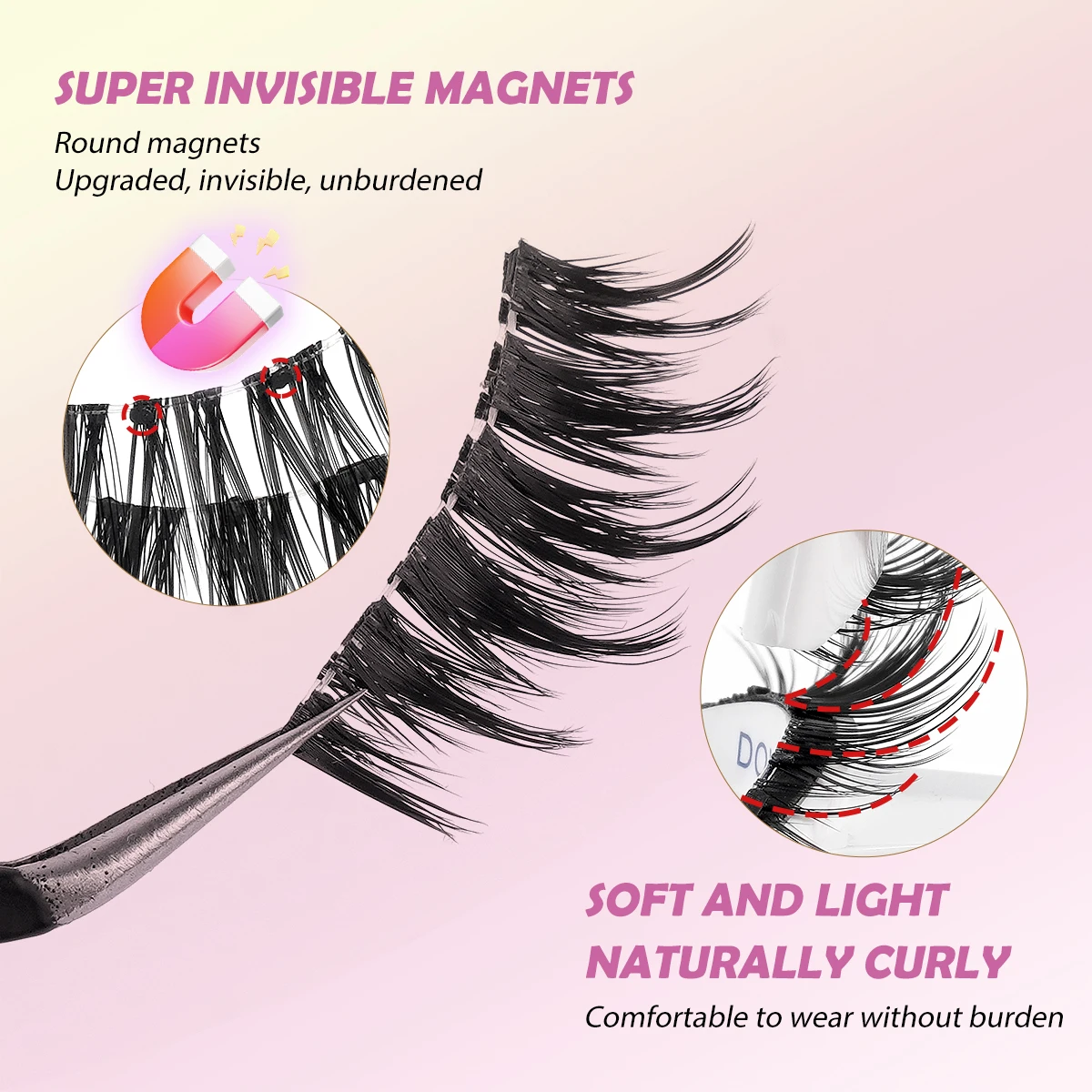 MAGEFY pestañas magnéticas reutilizables 3 pares de pestañas postizas magnéticas naturales rizadas naturales sin pegamento con aplicador fácil de usar