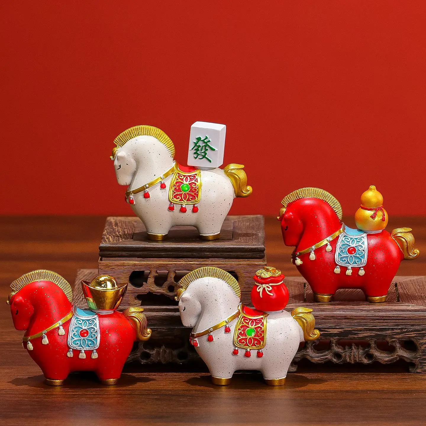 4pcs Year of the Horse Zhaocai Home Office Money Coming Soon Decorative Creative Handicrafts Ornaments Company Annual Meeting