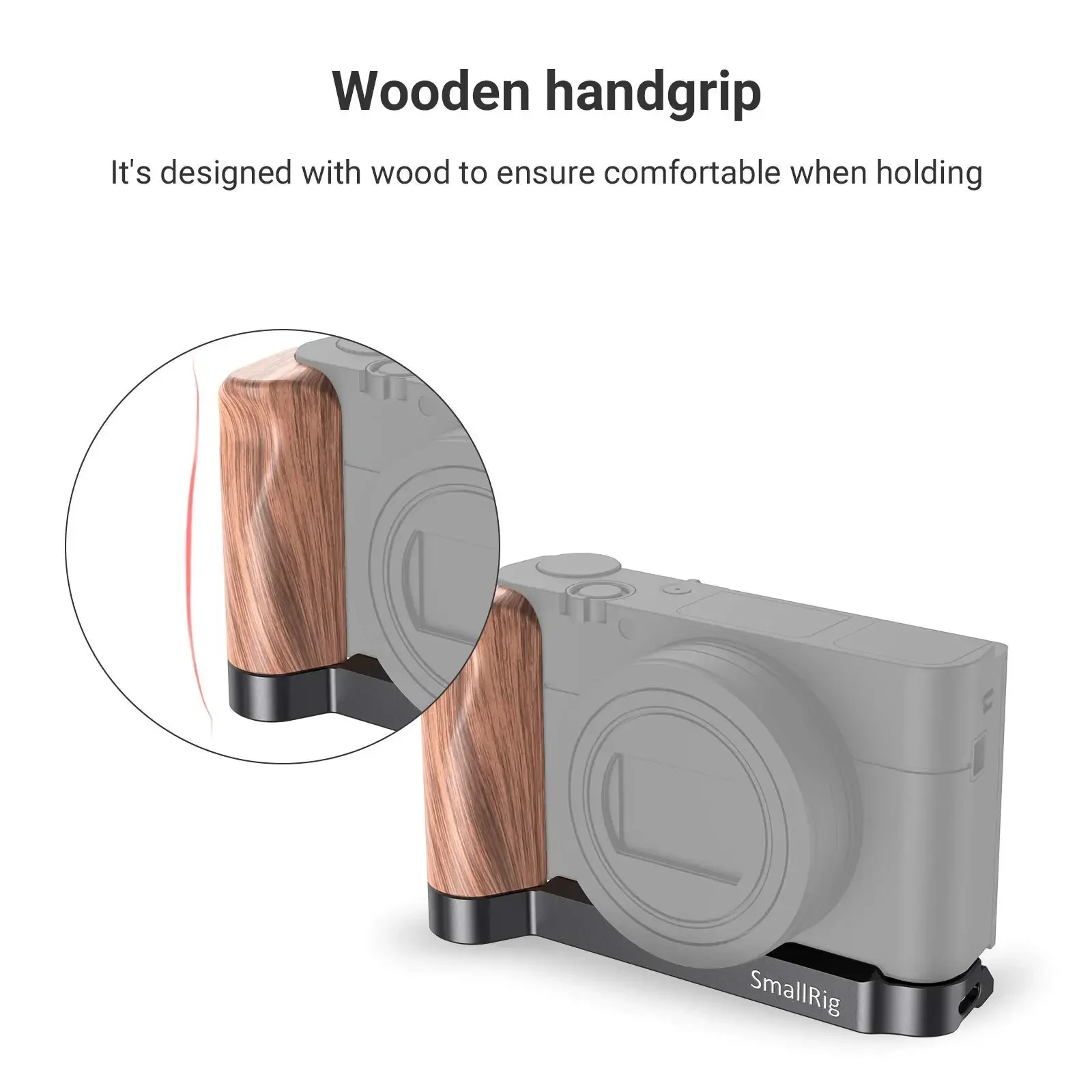 SmallRig L-Shaped Plate With Wooden Grip for Sony RX100 III/IV/V(VA)/VI/VII L Bracket Plate With Wooden Handgrip - 2467