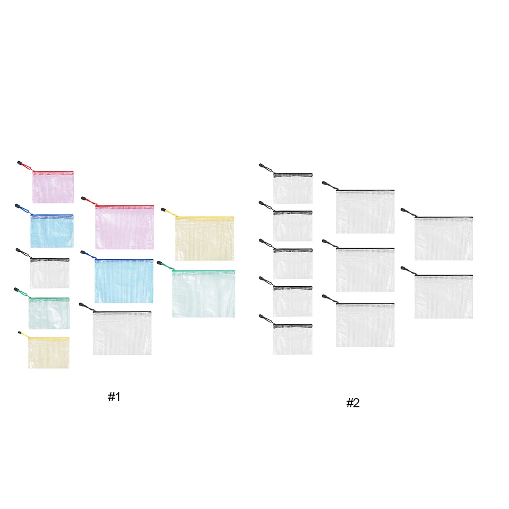 10Pcs Mesh Zipper Pouch A5 A6 Document Bag Waterproof Plastic Zip File Folders for Office Supplies Travel Storage Bags