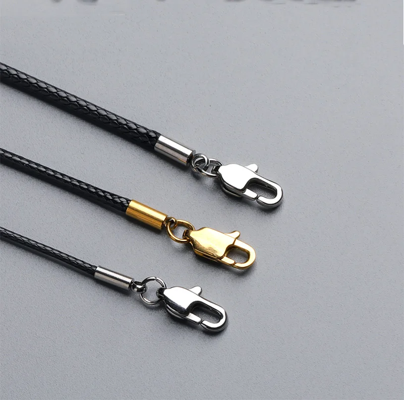 Leather Cord Waxed Rope Chain Necklace for Women Men Pendant with Stainless Steel Lobster Clasp Connector Snake Collar 40-70cm