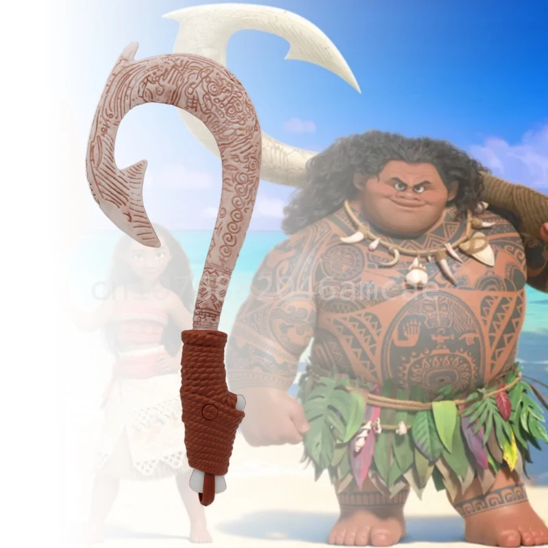 Ocean Adventure Cartoon Moana Fish Hook Knife Cosplay Maui Weapon with Light Children's Role Playing Prop Toy Kid Christmas Gift