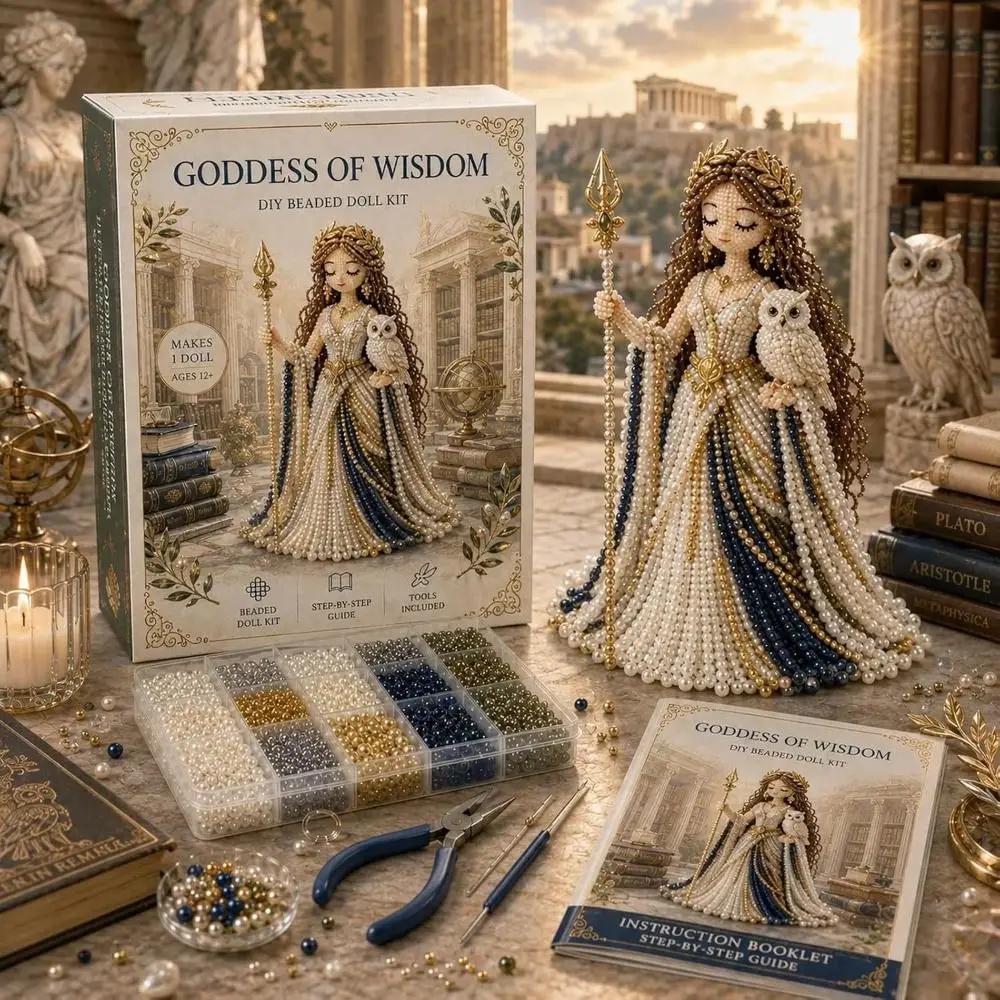 3D Design Beaded Goddess DIY Kit Weaving Technique Complete Tools Set Handmade Beading Kit Miniature Size Decorative Ornament