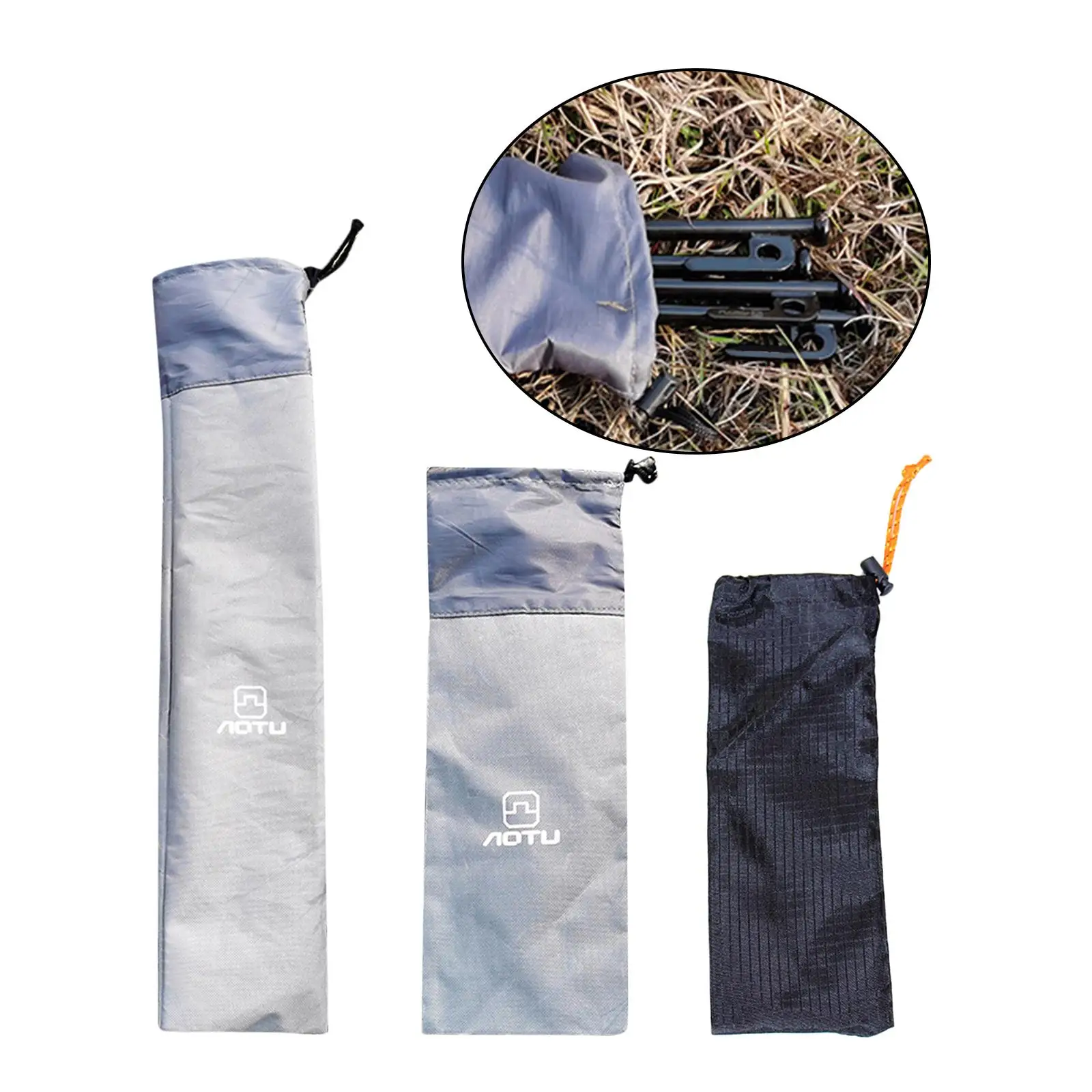 Camping Tent Pegs Storage Bag Case Organizer Tent Nail Stakes Hammer Drawstring Carrying Pouch for Pocket