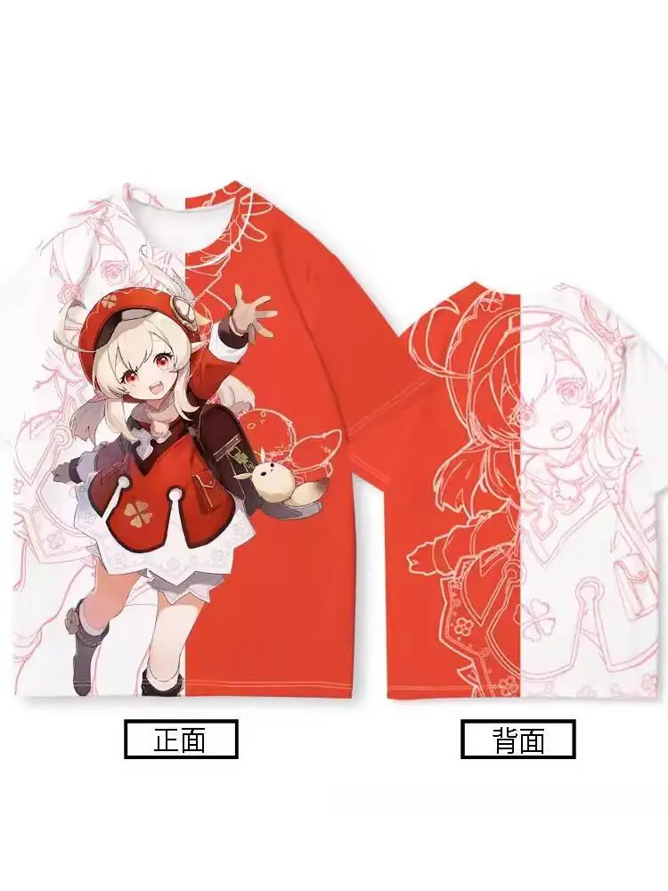 Camiseta de colaboración de impacto para hombre, camiseta de manga corta Genshin Merchandise Hu Tao Raiden Shogun Keqing Xiangyan Manyo Klee Anine