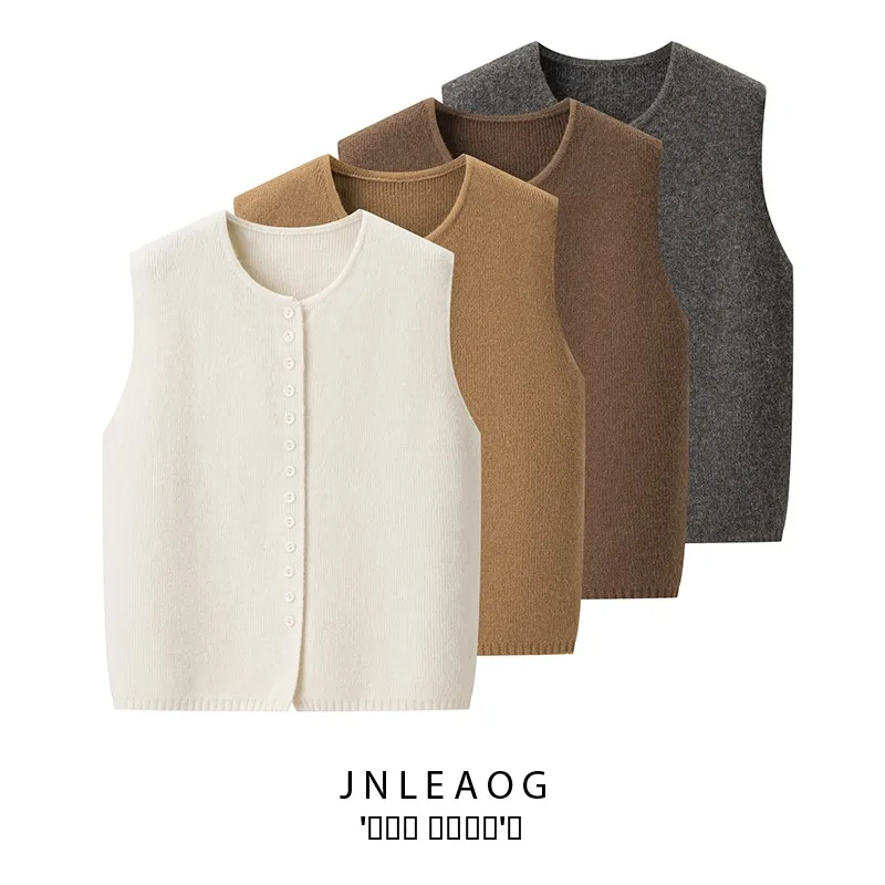 

JNLEAOG Faionable Knitted Vest Top Women's Autumn New Sle All-Match Design Commute round Ne Polyester Fiber Blouse