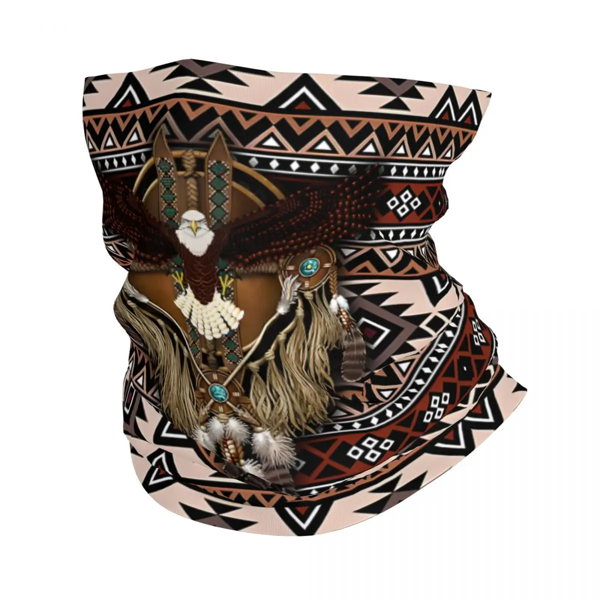 African Eagle Mandala Bandana Neck White Scarf Multi-use Headwear Fishing Unisex Adult Winter