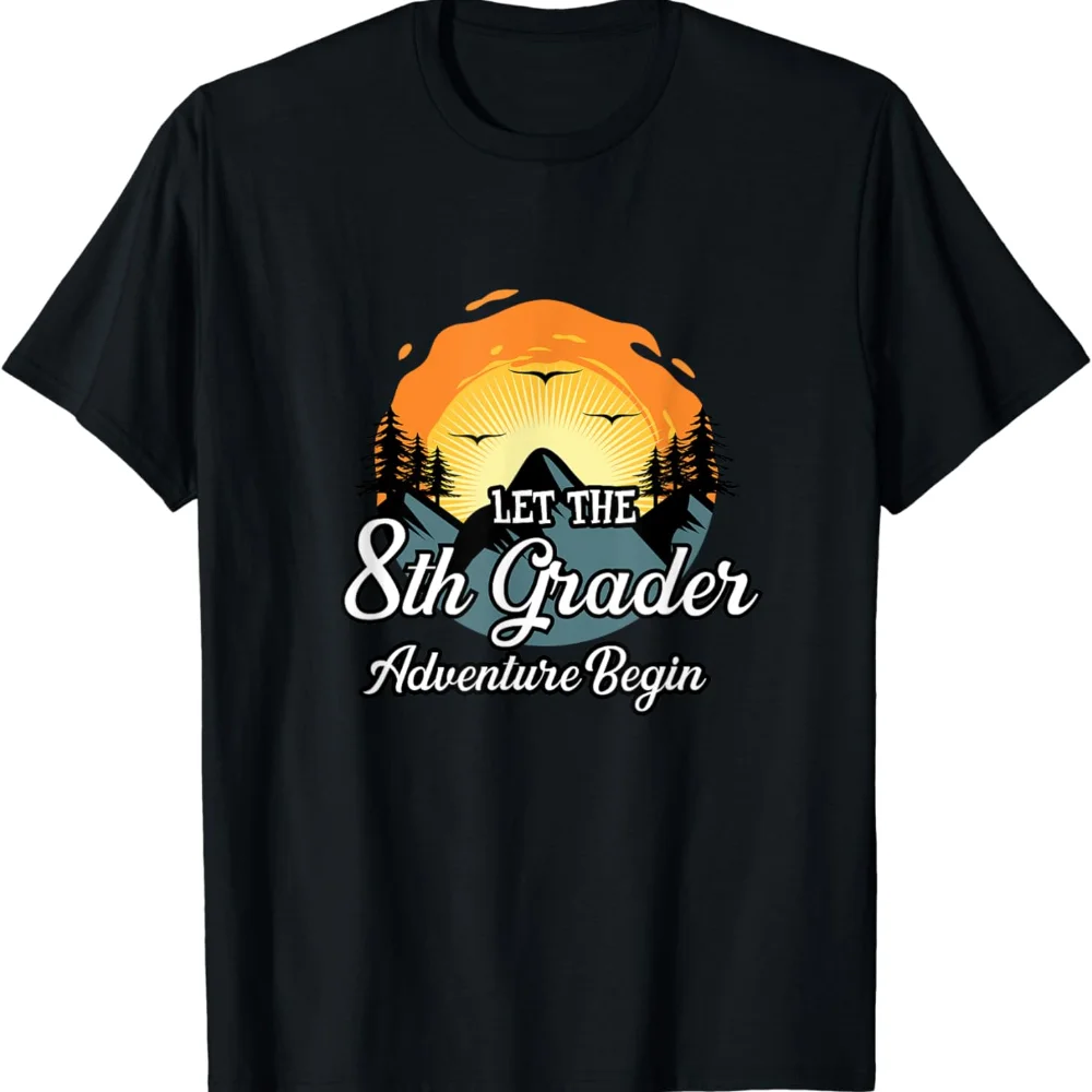 Мужская повседневная одежда, модный топ, Винтажная футболка с надписью Let The 8th Grader Adventure, начинается 8-й класс футболки