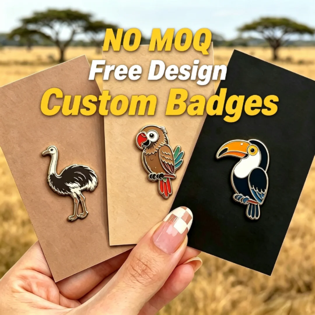 Custom Tropical Bird Enamel Lapel Pins, Parrot Toucan Ostrich Brooch, No MOQ Wildlife Animal Badge for Backpacks