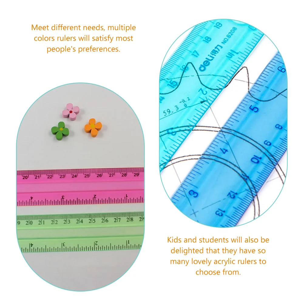 

32pcs Colored Ruler Set 30cm 12Inch Plastic School Supplies Student Metric Drawing Measuring Tools Bulk Rulers Centimeter