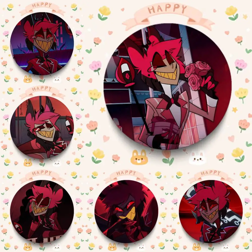 1pc Alastor Anime Character Badges 25 32 44 58 75 Mm Round Cosplay Pin Bag Decor Fans Collect Friends Gifts Brooch Souvenir