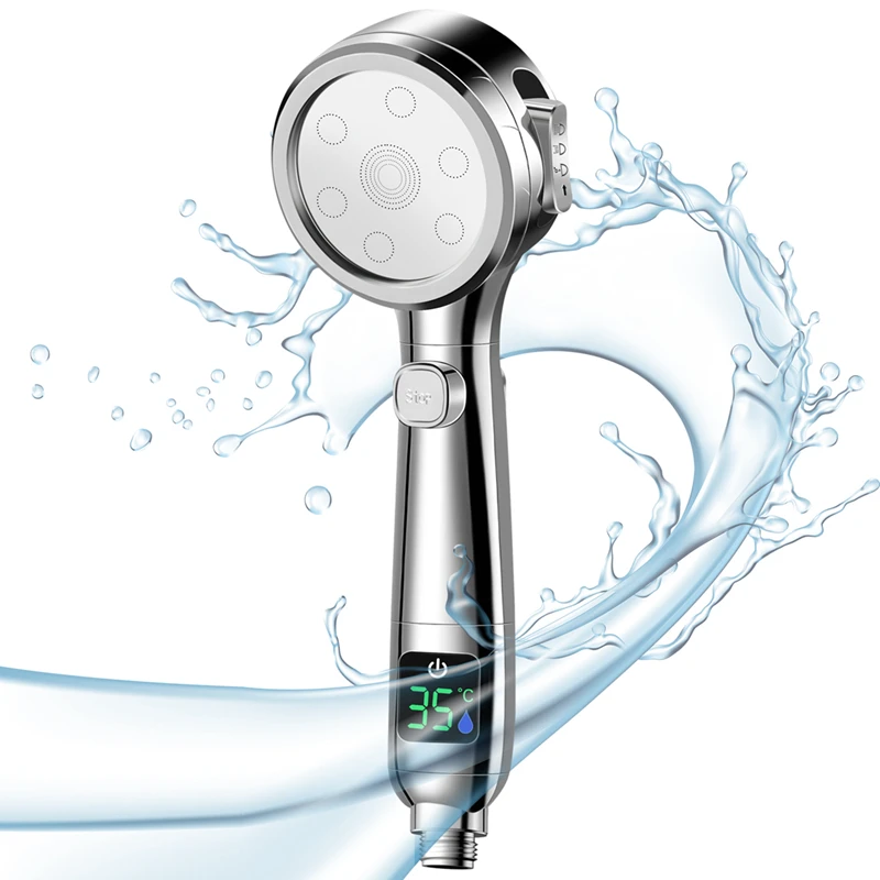 Shower Head Water-Saving Rain Shower Head 4 Model Jet Types Shower Head With Digital Temperature Display