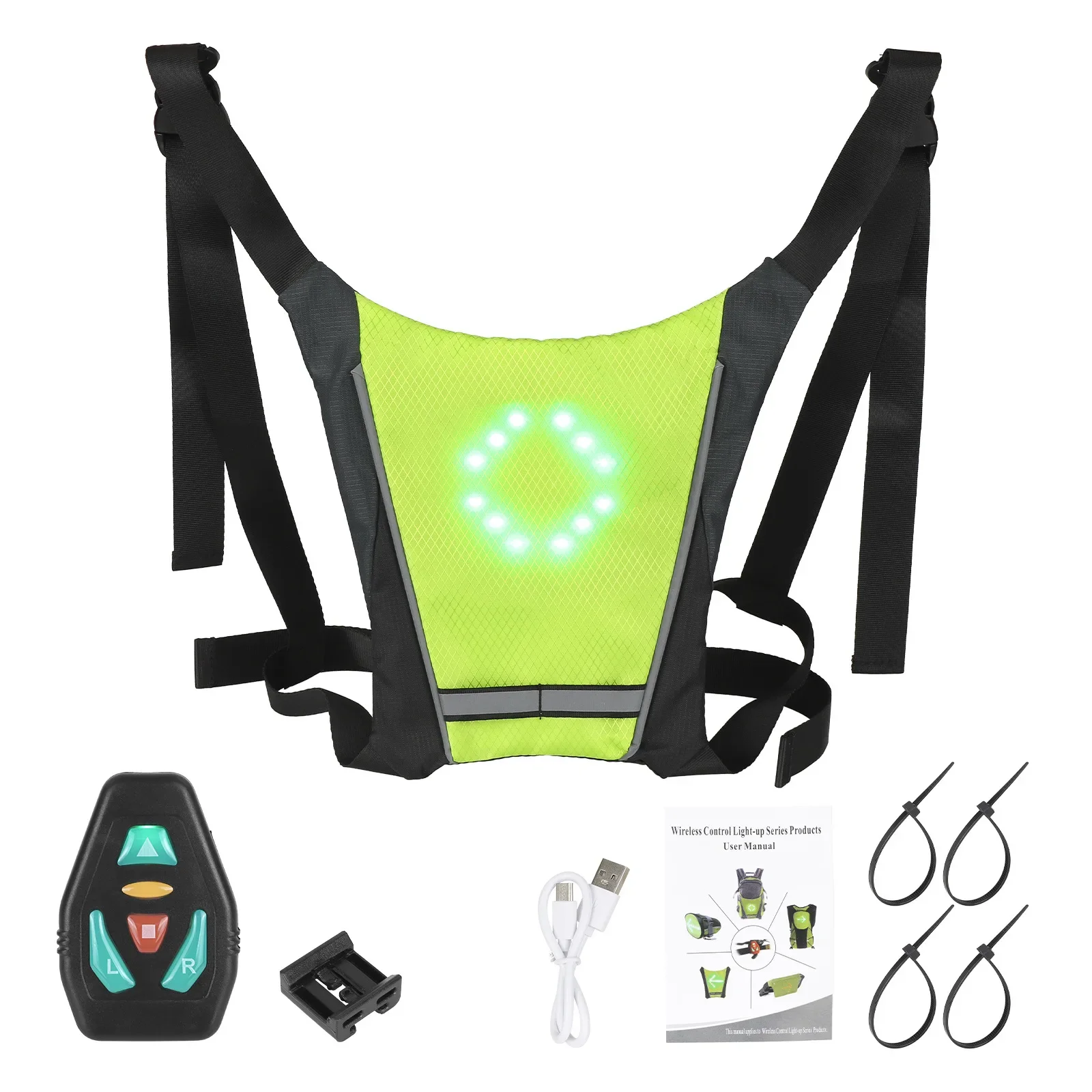 Scooters and bicycles Wireless remote control LED turn signal vest Bike guide light reflection luminous safety warning vest