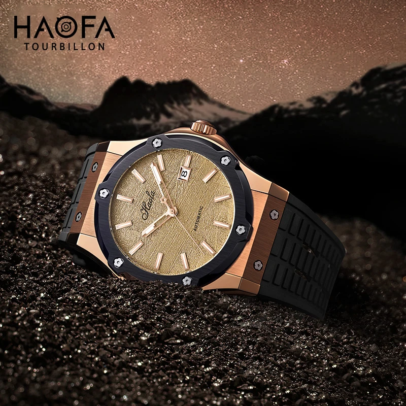 Haofa Automatic Mechanical Wristwatches Men Calendar Sapphire Self-wind Waterproof Mens Watch Casual automatische horloge 1911