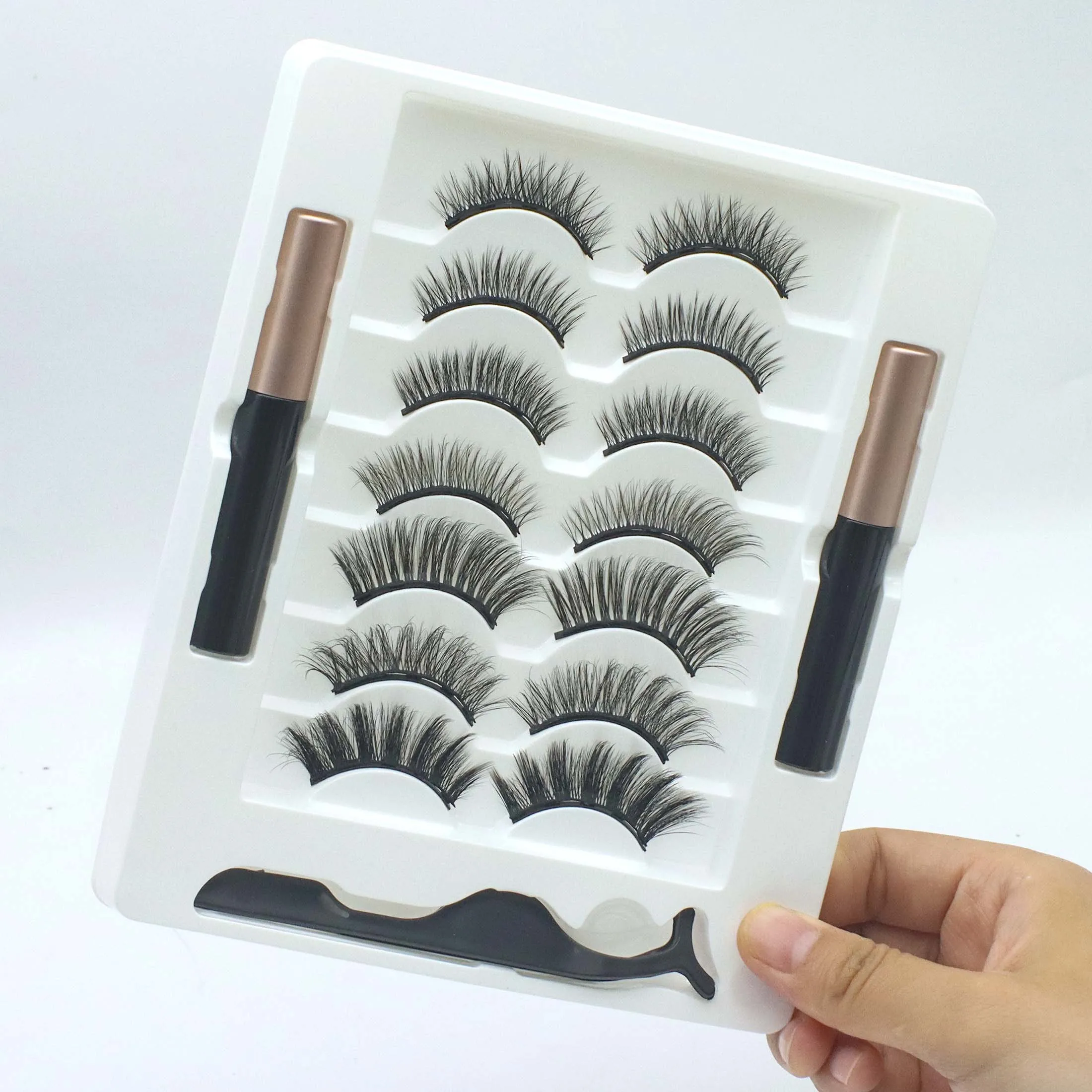 7 أزواج جلدة ثلاثية الأبعاد المنك جلدة رقيق قابلة لإعادة الاستخدام جلدة المنك الرموش الصناعية لينة Wispy الطبيعية عبر رمش تمديد ماكياج #2