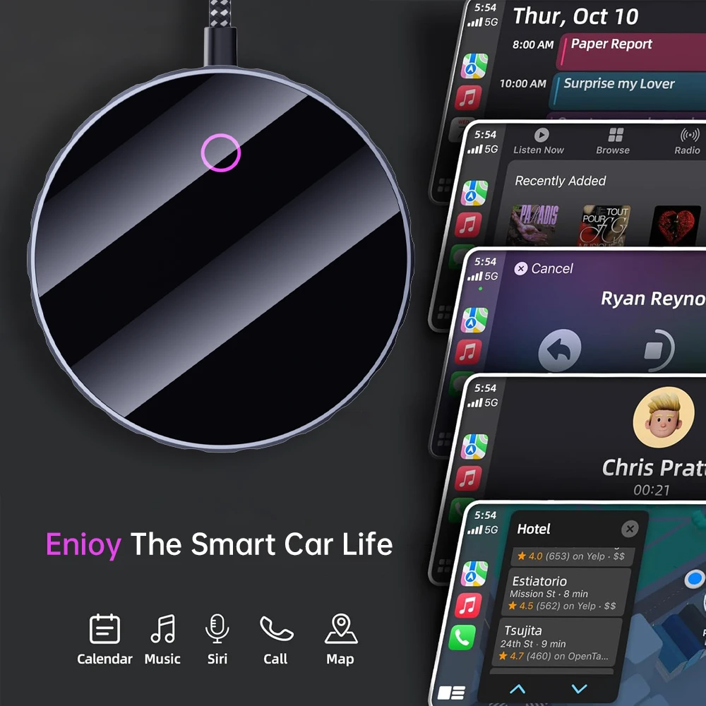 Wireless CarPlay Adapter USB Conversion for Wired Wireless Plug and Play Connection Android Auto Connection
