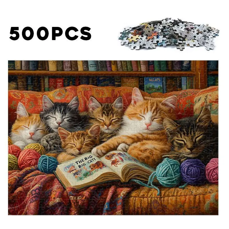 500/1000/1200/2000pcs Adorable Animal Jigsaw Collection, Cats/Kookaburras Scenes, Artistic Paper Puzzle Gift for All Ages