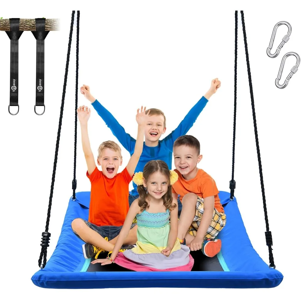 

700lb Giant 60" Skycurve Platform Tree Swing for Kids and Adults with 2 Hanging Straps-Blue