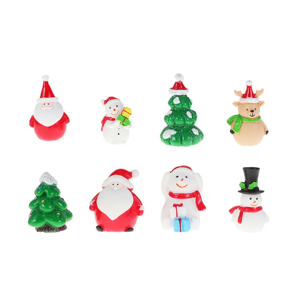 

8Pcs Christmas Resin Ornaments Mini Craft Set for Moss Succulent Display Micro Landscape Garden Home Decoration
