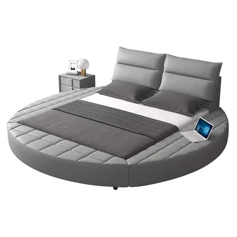 Fabric round bed modern Nordic style master bedroom double bed