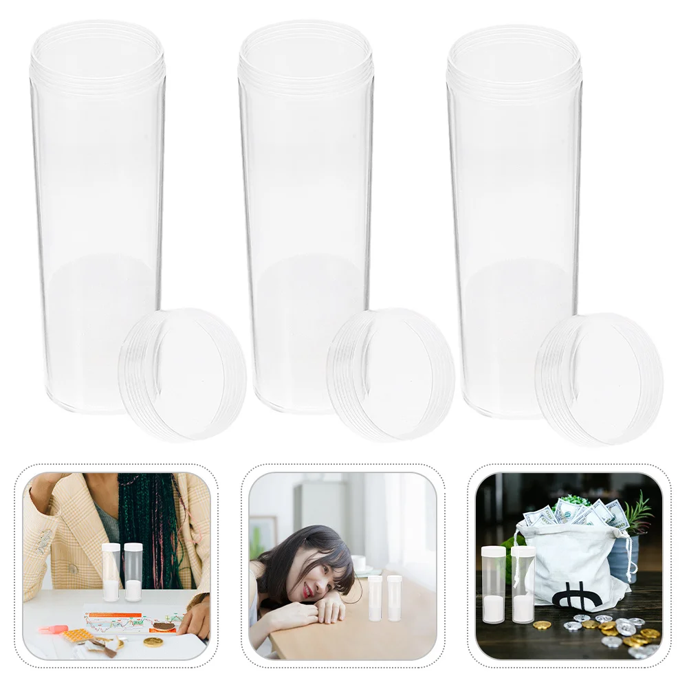 

20Pcs Plastic Coin Tubes 31Mm Clear Round Organizers with Screw-on Caps Foam Padded Interior for Long Term Coin Collection