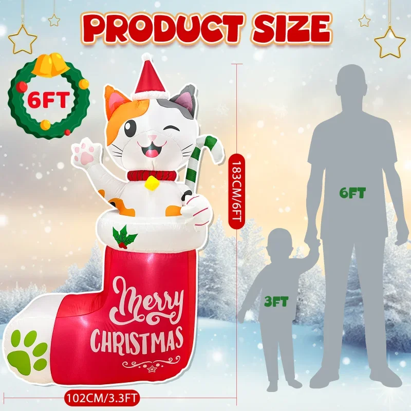 Design socks cat Christmas decoration with LED garden ornaments Christmas air model Christmas inflatable new model