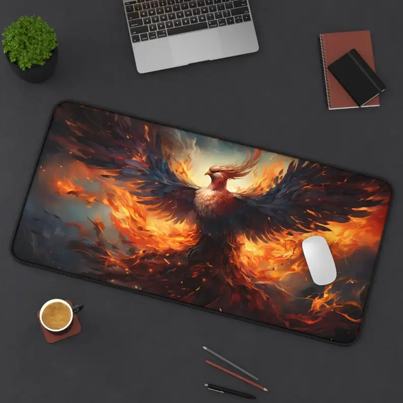 

Phoenix Mouse Pad, Mythical Bird Anti-Slip Game Mouse Pad, Symbol of Hope, Resilience and Rebirth, Mythical Desktop Decoration