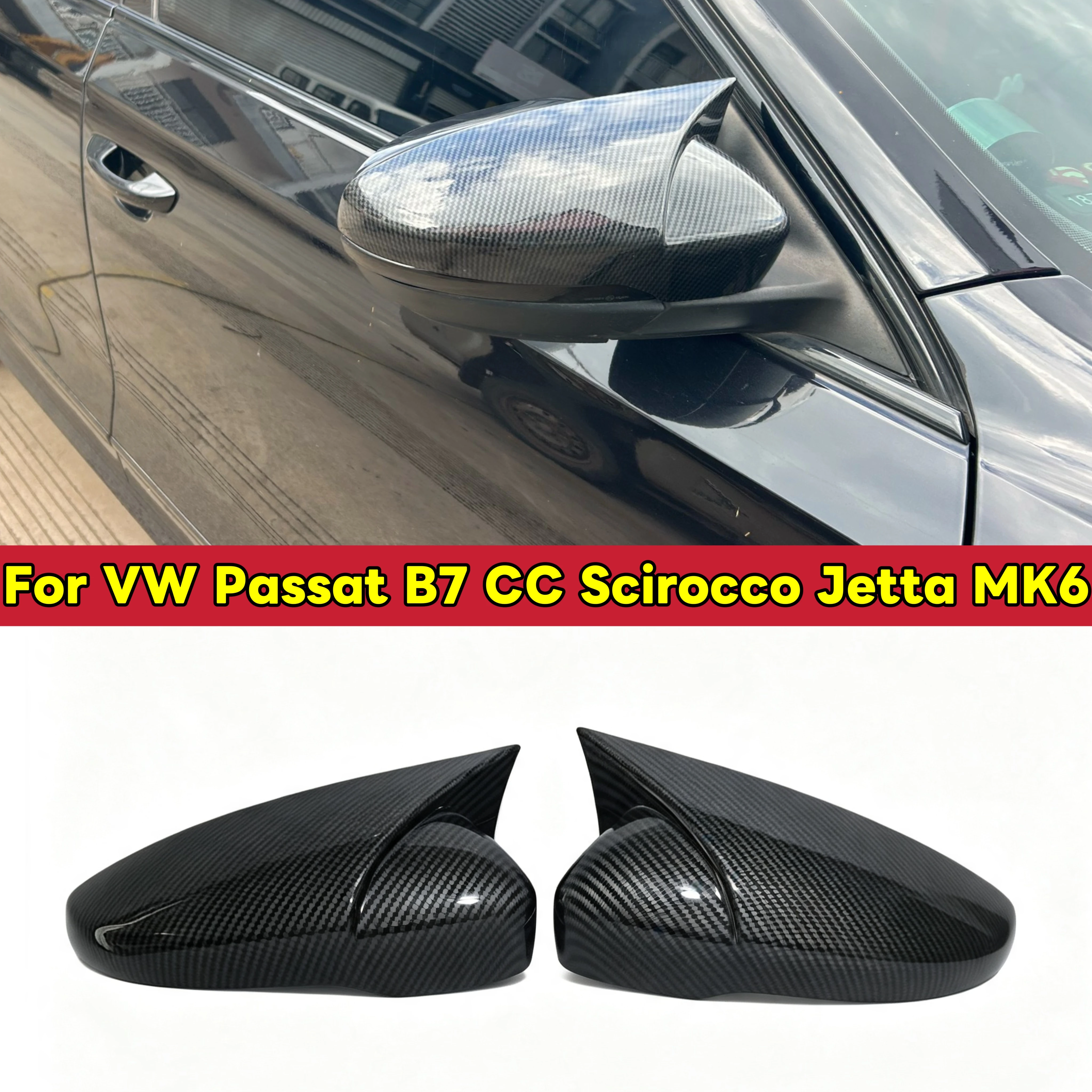 2X Side Wing Mirror Cover Caps For VW JETTA MK6 Volkswagen Passat B7 Scirocco Beetle CC Eos Rearview Mirror Cover Add on
