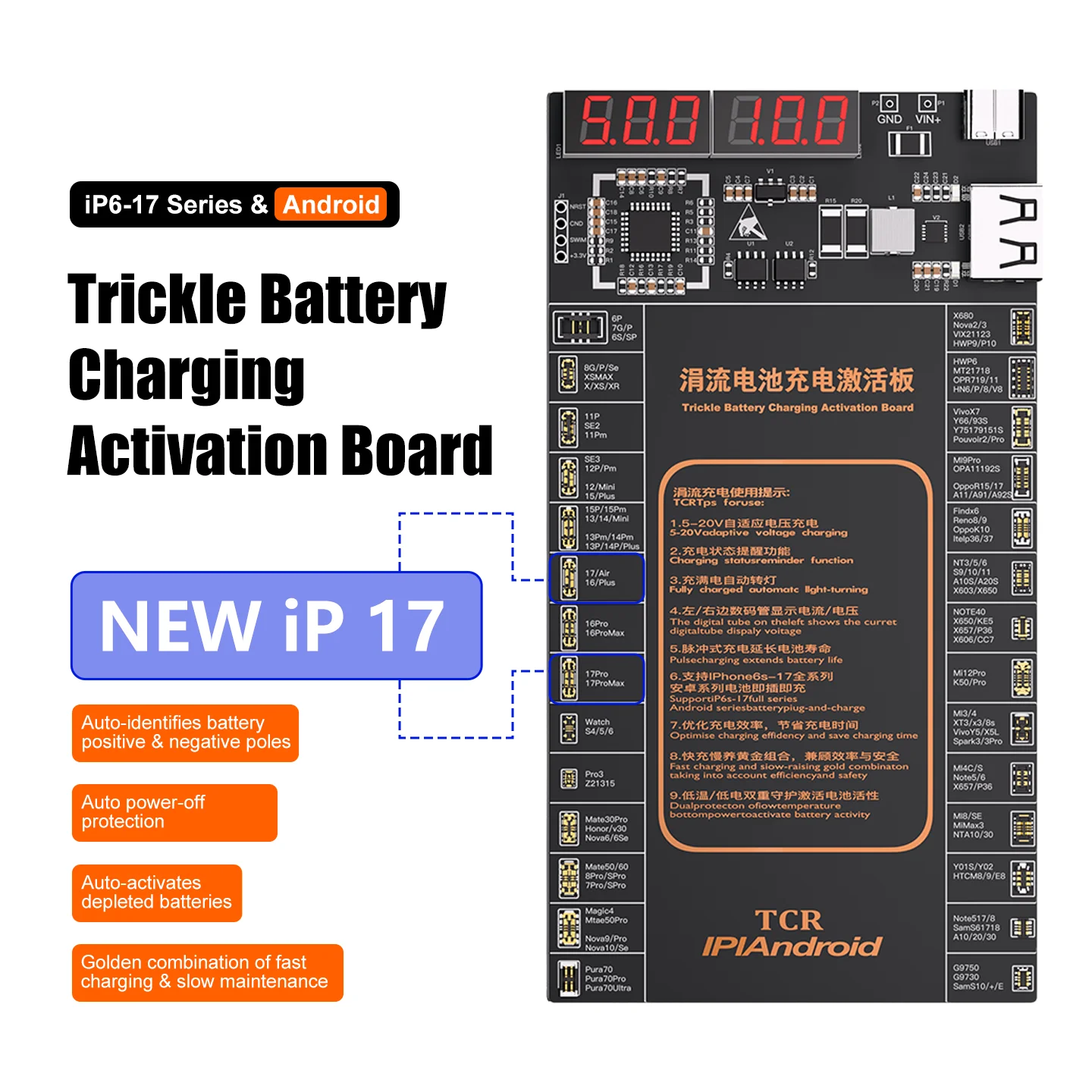 Solobros Battery Active Panel Fast Charge Detection Board For iPhone 6-17 Pro Max Samsung Xiaomi Android Phone Activation