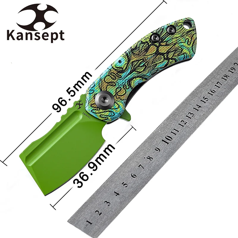 

Kansept Cleaver Mini Korvid Folding Knives T3030 154CM Blade with G10 Undead Print Handle for Camping Hunting EDC Halloween