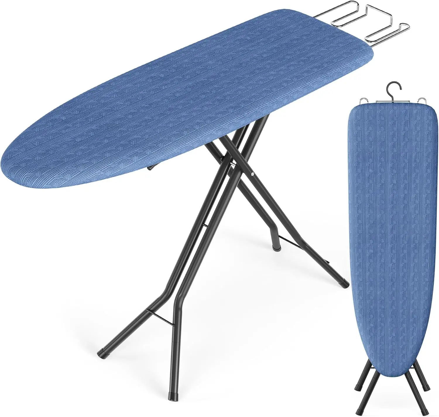 

Foldable Ironing Board with Adjustable Height, 4-Layer Cover, Iron Rest & Hook for Home Use
