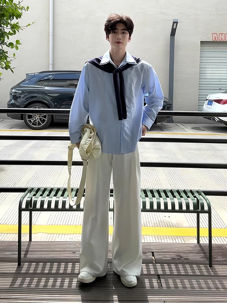 

Корейский мужской повседневный комплект с воротником irt, осенние прямые брюки с высокой талией, модные и хаповые брюки
