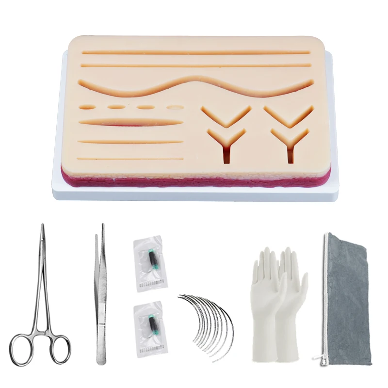 8 in 1 Medical Science Aids Skin Suture Pad Model with Wound Suture Surgical Instrument Tool Training Kit for Student Practice