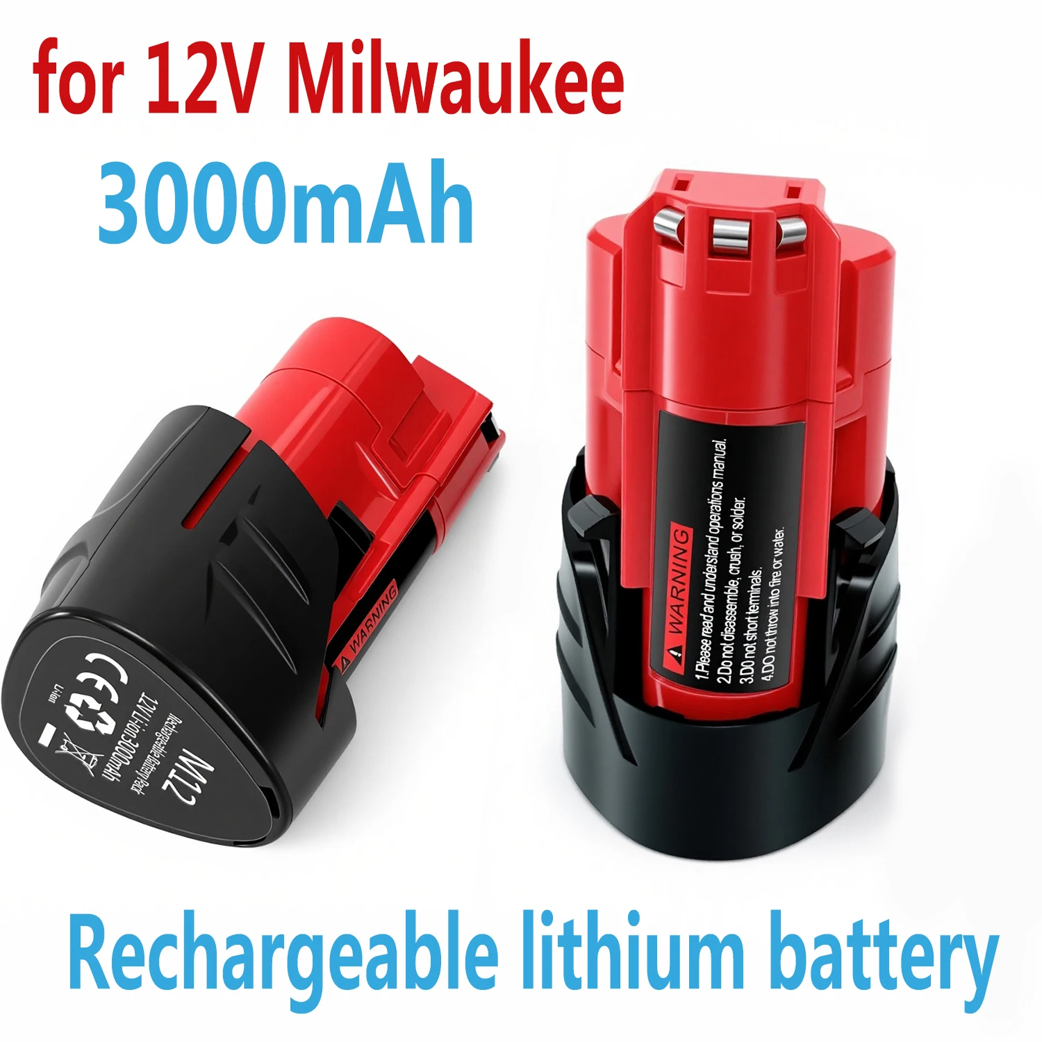 12V Lithium-ion Replacement Battery 3Ah for Milwaukee M12 XC 12-Volt Compatible with 48-11-2420 48-1