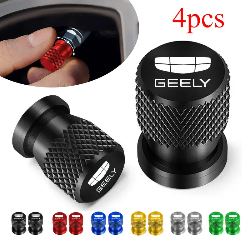 4 Peças de Tampas de Válvula de Pneus para Carro, Capas de Válvula de Pneus à Prova d'Água para Geely Atlas Coolray Emgrand EC7 EC8 X7 EX7 CK2