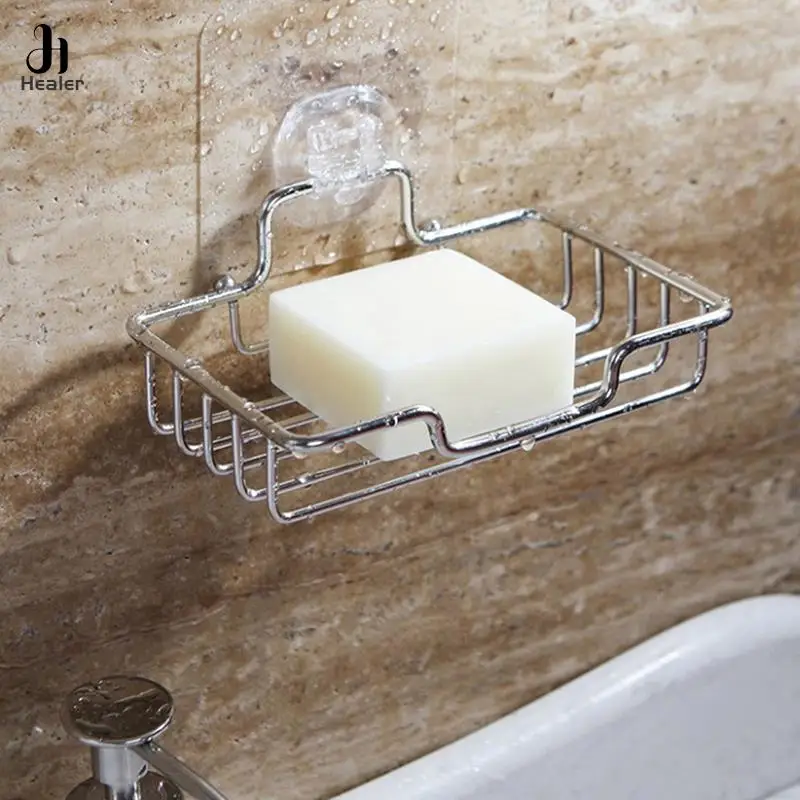 Stainless Steel Wall Mounted Soap Holder Bathroom Sponge Dish Shower Storage Shelf Home Bracket Accessories