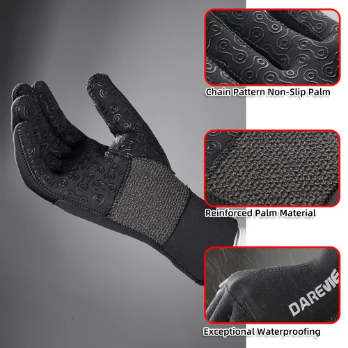 Imagen 2 del producto DAREVIE Guantes de invierno para ciclismo, resistentes al viento, impermeables, antideslizantes, térmicos, cómodos, a prueba de golpes, para deportes al aire libre de montaña y carretera