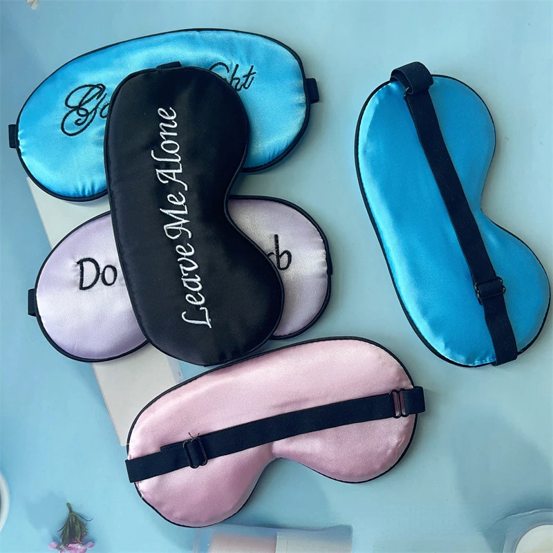 Embroidered Silk Sleep Mask Silk Eye Mask Soft Blackout Blindfold With Adjustable Strap Sleeping Eye Cover Mask For Travel