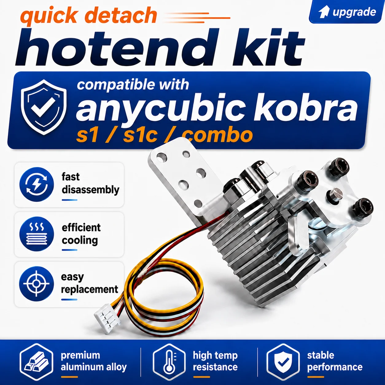 Schnell abnehmbares Hotend-Kühler-Upgrade-Kit, schnell zerlegbare Extruder-Teile für Anycubic Kobra S1 S1C 3D-Drucker-Ersatzteile