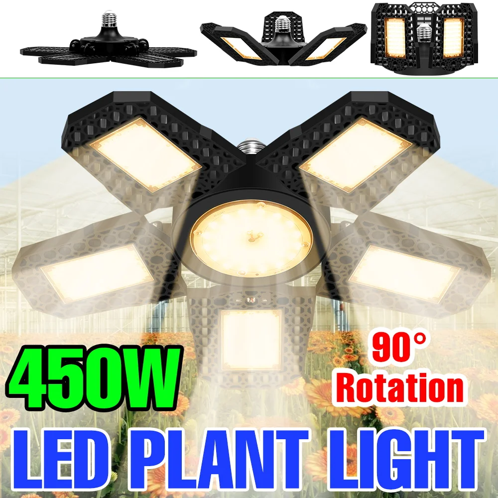 

450W LED E27/E26 Grow Light Bulb Full Spectrum Plant Seeds Hydroponics Lamp Greenhouse Tent Vegetable Fruit Cultivation Lighting